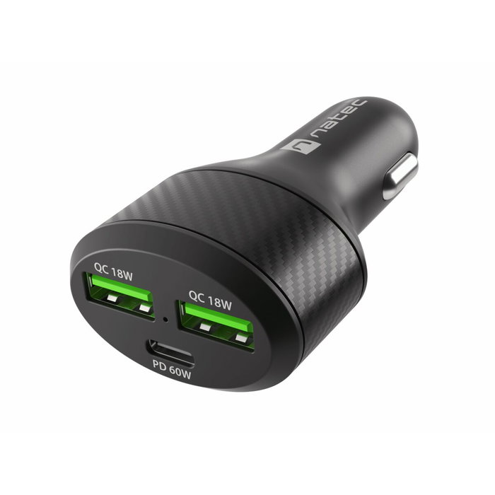 Natec Coney Cargador de Coche 2xUSB, 1xUSB-C Negro Natec Coney Cargador de Coche 2xUSB, 1xUSB-C Negro