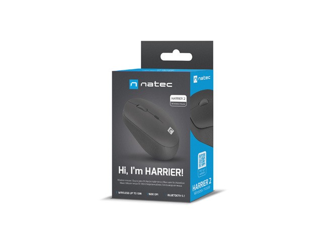 Natec Harrier 2 Ratón Inalámbrico Óptico 1600 DPI 4 Botones Bluetooth 5.1 Negro Natec Harrier 2 Ratón Inalámbrico Óptico 1600 DPI 4 Botones Bluetooth 5.1 Negro