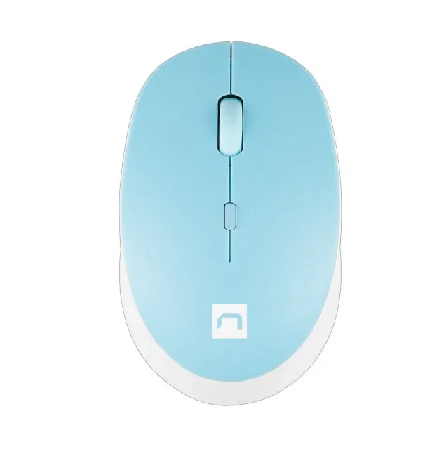 Natec Harrier 2 Ratón Óptico Inalámbrico para Oficina, Bluetooth 5.1, 1600 DPI, Diseño Ergonómico para Mano Derecha, Color Azul/Blanco, Compatible con Windows, macOS, Linux, Android