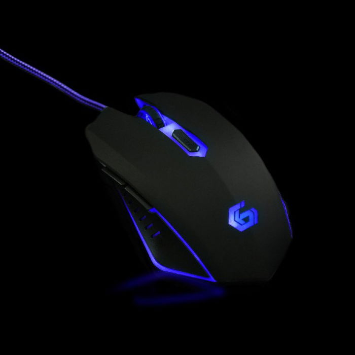 GEMBIRD Ratón Gaming Ergonómico con Cable de Nylon, Resolución 2400 DPI - para Videojuegos