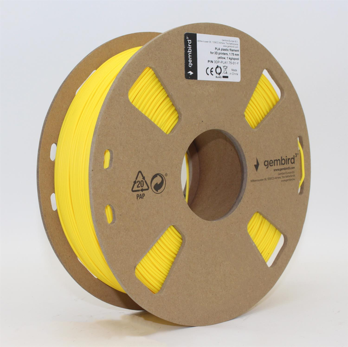 GEMBIRD 3DP-PLA1.75-01-Y Material de Impresión 3D Ácido Poliláctico (PLA) Amarillo 1.4 kg GEMBIRD 3DP-PLA1.75-01-Y Material de Impresión 3D Ácido Poliláctico (PLA) Amarillo 1.4 kg