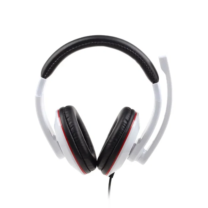 Gembird MHS-001-GW Auriculares Diadema con Micrófono Boom, Circumaural, para Música Juegos y Llamadas, Alámbrico 3.5mm, Control en Línea, Color Blanco