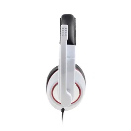 Gembird MHS-001-GW Auriculares Diadema con Micrófono Boom, Circumaural, para Música Juegos y Llamadas, Alámbrico 3.5mm, Control en Línea, Color Blanco