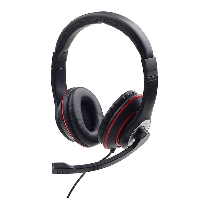 Gembird MHS-03-BKRD Auriculares de Diadema para Juego Negro y Rojo