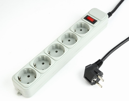 GEMBIRD SPG3-B-6C Limitador de Tensión con Protector contra Sobretensiones, 5 Salidas AC, Cable 1.8 m, Enchufe Alemán, Interruptor Automático