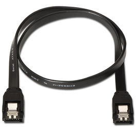 Aisens Cable SATA III de Datos 6 Gb/s con Anclajes, Negro, 0.5 Metros, Compatible SATA I/II/III