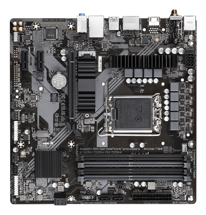 GIGABYTE B760M DS3H AX DDR4 Placa Base Intel LGA 1700, Soporta CPU 14ª Gen, DDR4, Wi-Fi 6E, M.2 PCIe 4.0, Micro ATX