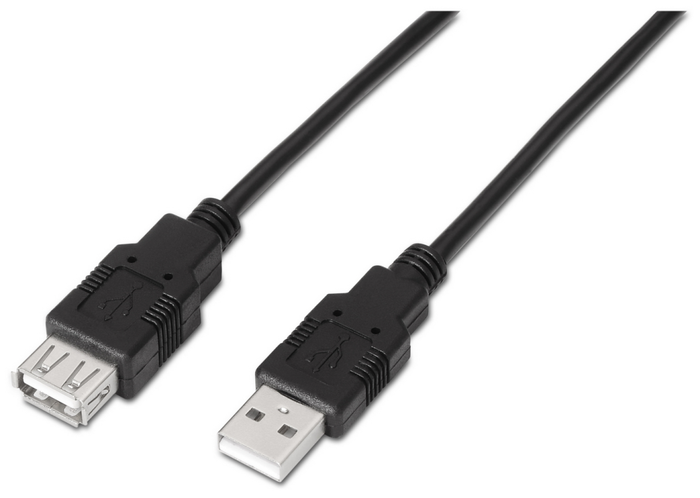Aisens Cable de Extensión USB 2.0 Tipo A Macho a Tipo A Hembra 1m Negro
