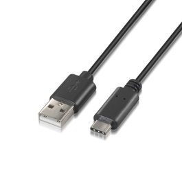 AISENS Cable USB-C a USB-A 2.0 de 2 metros, 3A, Negro