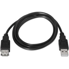 Aisens Cable USB 2.0 Tipo A-M a A-H, 1.8m, Negro