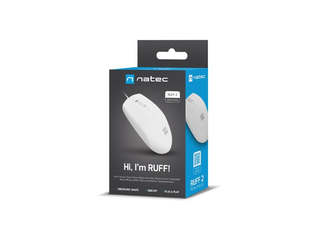 Natec Ruff 2 Ratón óptico con cable, 1000 DPI, 3 botones, blanco Natec Ruff 2 Ratón óptico con cable, 1000 DPI, 3 botones, blanco
