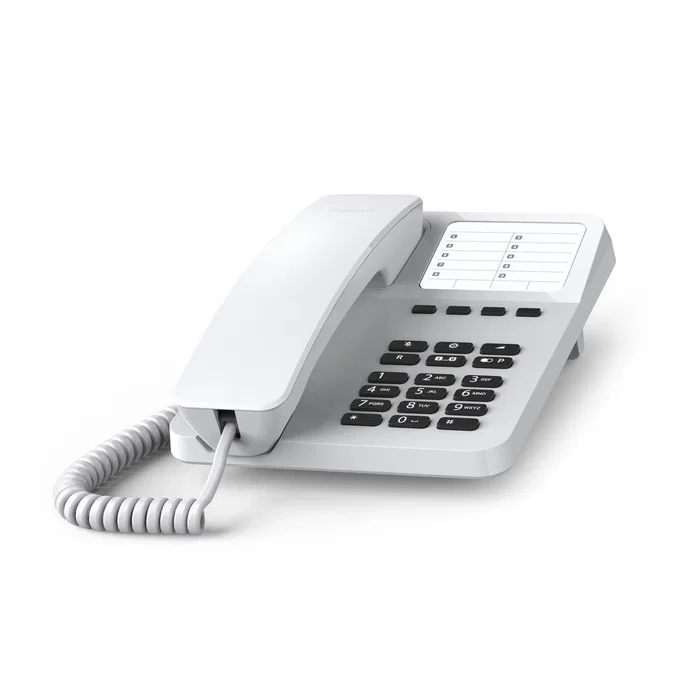 Gigaset DESK 400 Teléfono Analógico con Cable, 10 Entradas en la Agenda, para Escritorio o Pared, Color Blanco