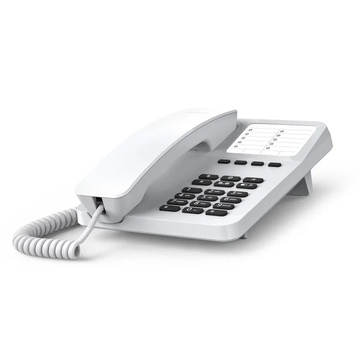Gigaset DESK 400 Teléfono Analógico con Cable, 10 Entradas en la Agenda, para Escritorio o Pared, Color Blanco