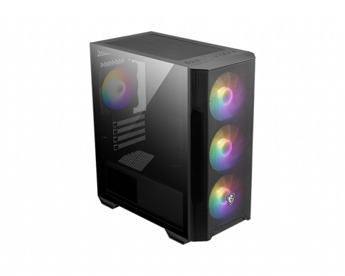 MSI MAG FORGE M100R Carcasa de Ordenador Midi Tower Negra con Detalles Transparentes