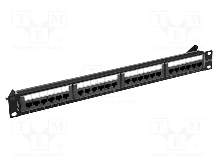 Lanberg Patch Panel 24 puertos Cat.6A UTP 1U 19 pulgadas Negro