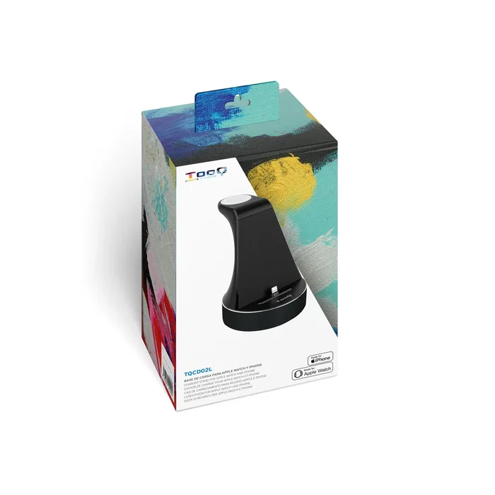 Tooq TQCD02L - Base de Carga Inalámbrica con Certificación MFi para Apple Watch y iPhone - Carga Rápida Simultánea 23W - Color Negro