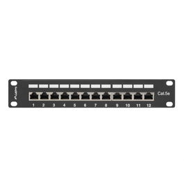 Lanberg PPF6-9012-B Patch Panel de Red 12 Puertos 1U, Negro, Metal, 215 x 44.5 x 130 mm