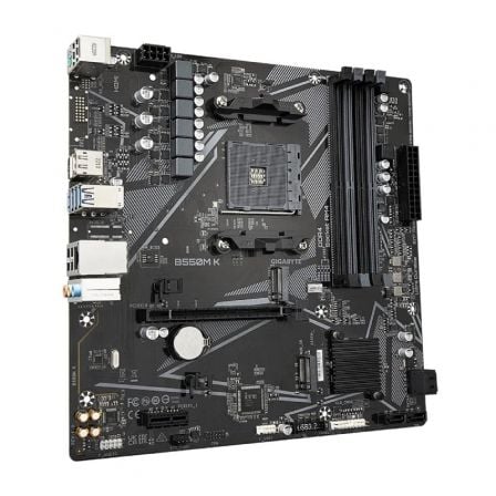 Gigabyte B550M K Placa Base AMD B550 Socket AM4 Micro ATX, DDR4, PCIe 4.0, Dual M.2 NVMe, HDMI, DisplayPort, LAN GbE, Smart Fan 5