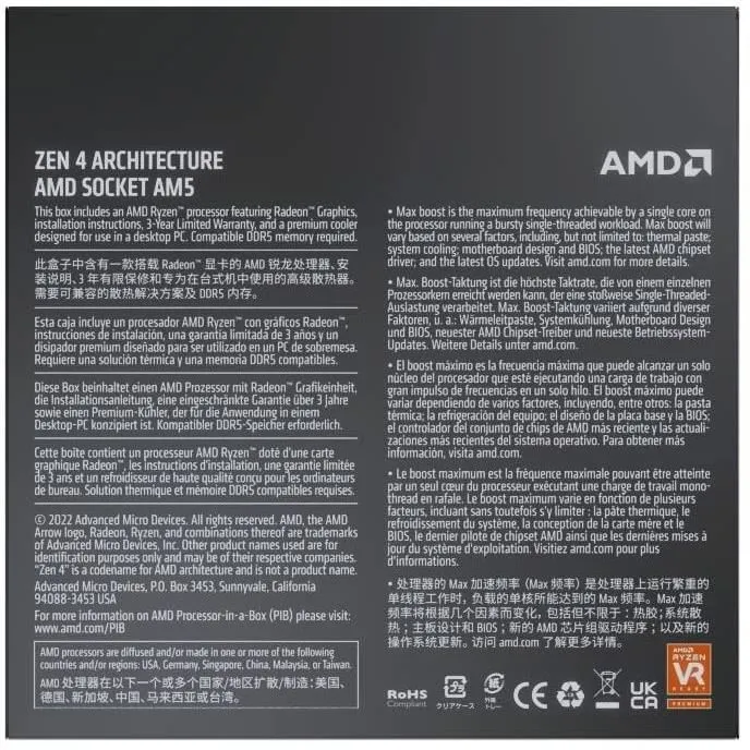AMD Ryzen 5 7600 Procesador Socket AM5 con AMD Radeon Graphics