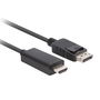 Lanberg Cable DisplayPort Macho a HDMI Macho 1.8m - Full HD 1080p - AWG 30, 4.8 Gb/s - Para Monitor, Proyector, TV