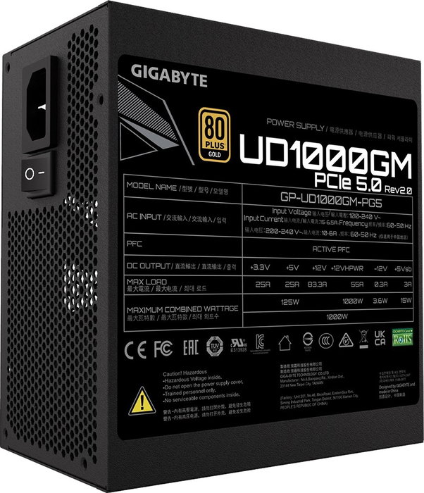Gigabyte UD1000GM PG5 1000W 80 PLUS Gold Modular