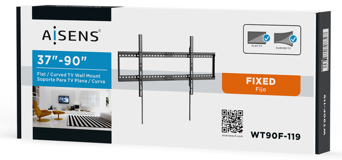 Aisens Soporte ECO Ultra Delgado para TV/Monitor 37-90 Pulgadas, Negro