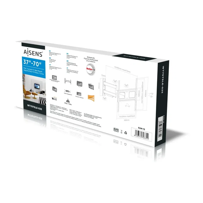 Aisens Soporte de Pared Giratorio e Inclinable WT70TSLE-025 para TV 37-70 pulgadas Aisens Soporte de Pared Giratorio e Inclinable WT70TSLE-025 para TV 37-70 pulgadas