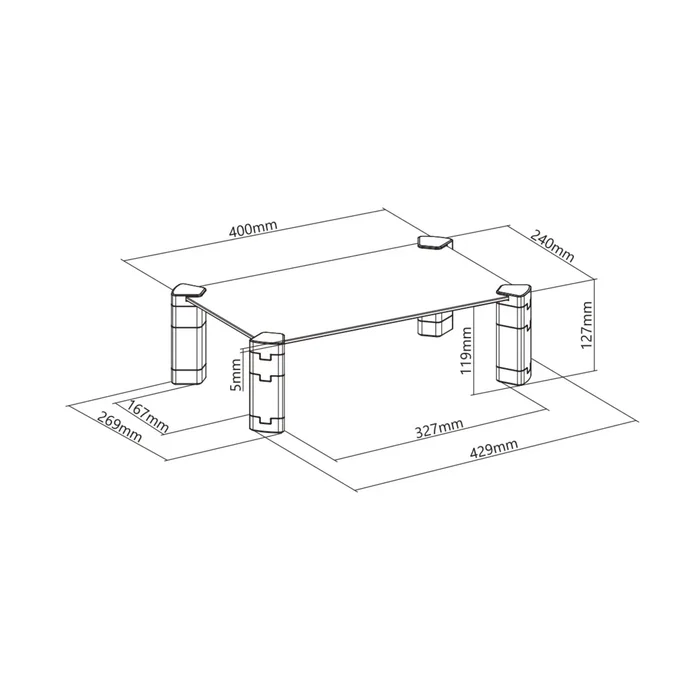 Aisens Soporte Elevador de Cristal MR01C-109 Negro Aisens Soporte Elevador de Cristal MR01C-109 Negro