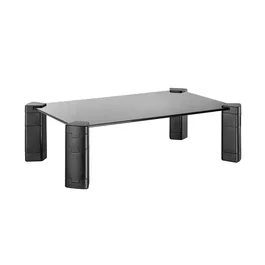 Aisens Soporte Elevador para Monitor y Portátil de Cristal Templado Negro, Regulable en Altura hasta 124mm y Carga Máxima 20kg