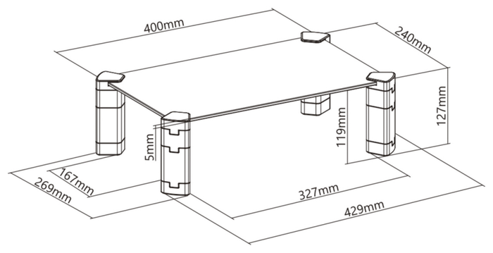 Aisens Soporte Elevador de Cristal Negro para Monitor o Portátil