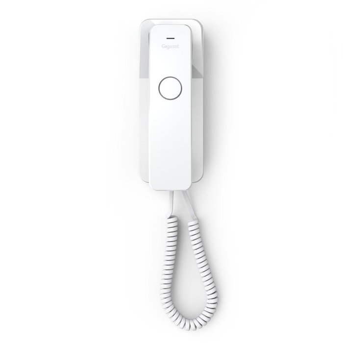 Gigaset DESK 200 Teléfono Fijo Blanco con Cable para Sobremesa y Pared, Marcación Rápida, Compatible con Audífonos