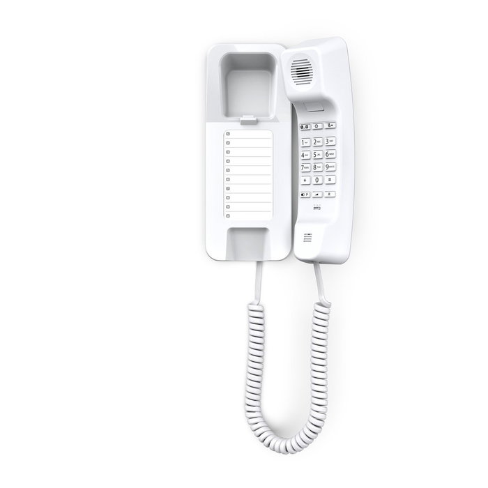 Gigaset DESK 200 Teléfono Fijo Blanco con Cable para Sobremesa y Pared, Marcación Rápida, Compatible con Audífonos