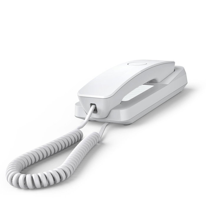 Gigaset DESK 200 Teléfono Fijo Blanco con Cable para Sobremesa y Pared, Marcación Rápida, Compatible con Audífonos