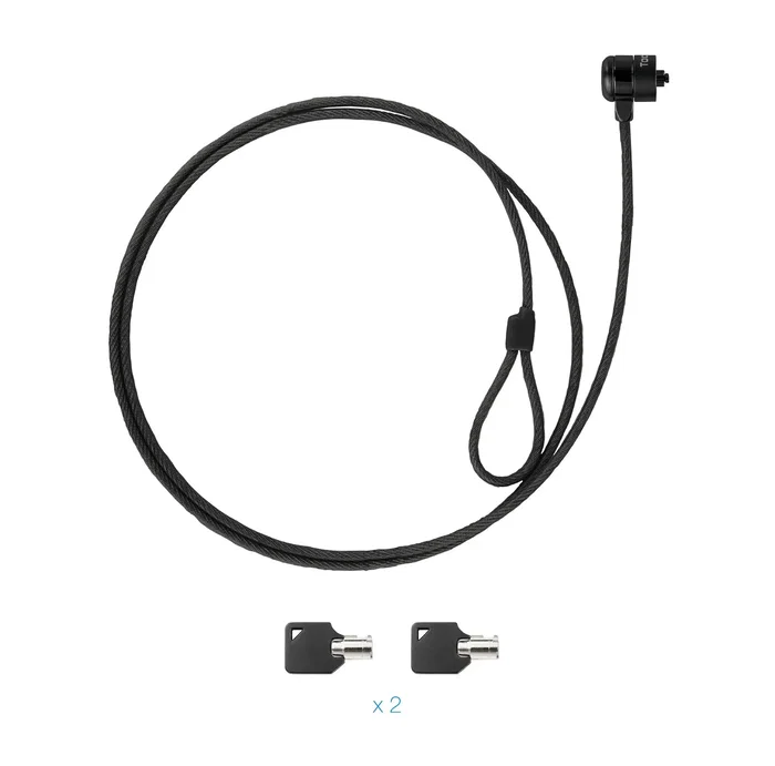 TooQ Cable Antirrobo con Llave TQCLKC0025-G para Portátil, Monitor, TV - Cable Acero 1.5m, Diámetro 4.5mm, Universal Kensington, Incluye 2 Llaves