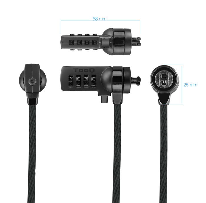 Tooq Cable de Seguridad con Combinación de 4 Dígitos 1.5 m - Compatible Kensington para Portátiles, Monitores, TV y Dispositivos Tooq Cable de Seguridad con Combinación de 4 Dígitos 1.5 m - Compatible Kensington para Portátiles, Monitores, TV y Dispositivos