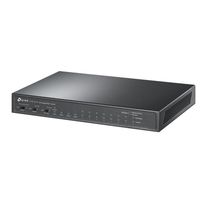 TP-Link TL-SL1311P Switch de Escritorio con 8 Puertos PoE+, 2 Puertos Gigabit y 1 Puerto SFP Negro