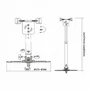 Aisens CP02TSRE-051 Soporte de Techo Universal para Proyector Giratorio Inclinable Extensible 575-825mm Carga 20kg Aluminio