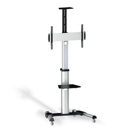 AISENS - SOPORTE DE SUELO PRO CON RUEDA, BANDEJA PARA DVD Y SOPORTE DE CaMARA PARA MONITOR/TV 50KG D