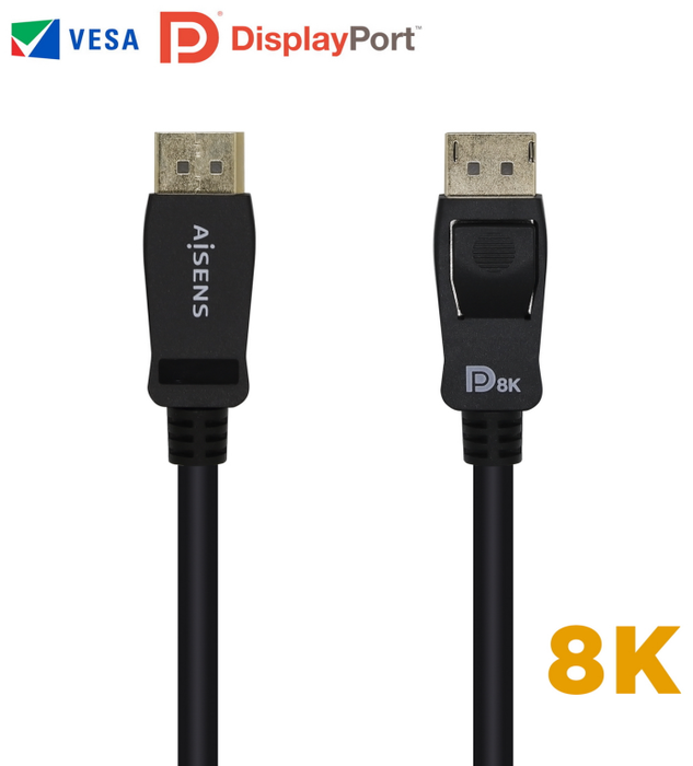 Aisens Cable DisplayPort 1.4 Certificado 8K 60Hz 2m Negro