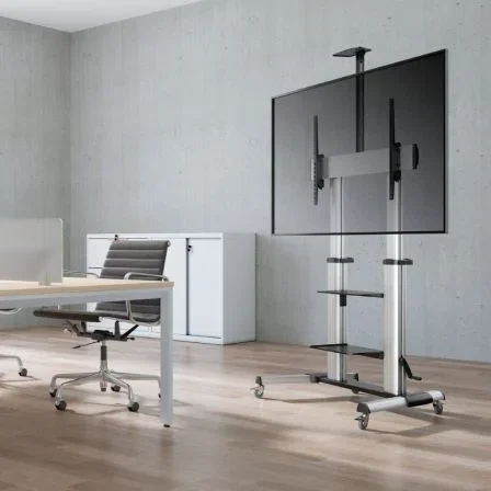 Aisens FT100TE-125 Soporte de Suelo para TV Inclinable con Ruedas y Manivela para Pantallas de 60-100" / hasta 100kg