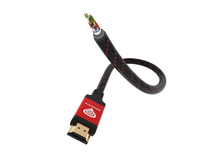 Genesis Cable HDMI-HDMI NKA-0787 3m, Versión 1.4 High Speed, 4K Ultra HD, 240 Hz, 3D, Compatible con PS3/PS4, Negro y Rojo
