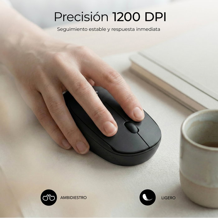 Subblim Business Plus Silencioso Ratón Inalámbrico Negro 1200 DPI