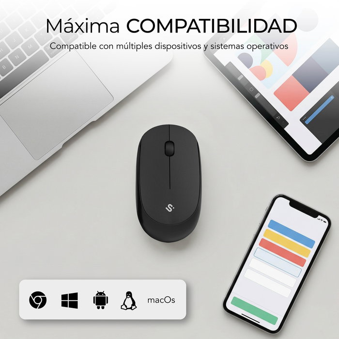 Subblim Business Plus Silencioso Ratón Inalámbrico Negro 1200 DPI