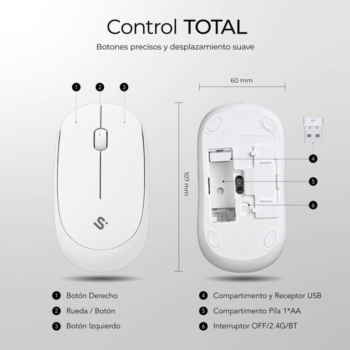 Subblim Business Plus Silencioso Ratón Inalámbrico Blanco 1200 DPI