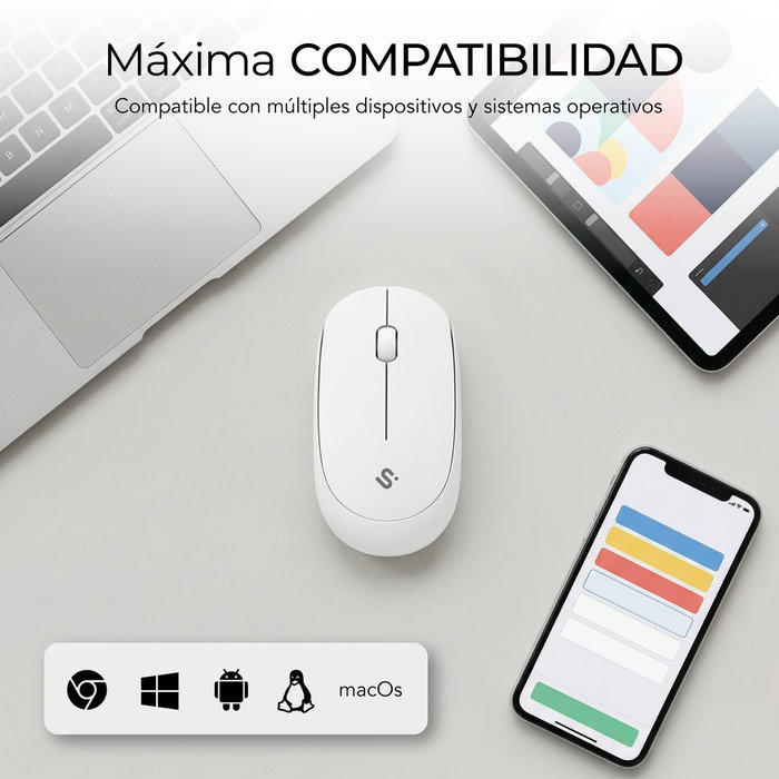 Subblim Business Plus Silencioso Ratón Inalámbrico Blanco 1200 DPI
