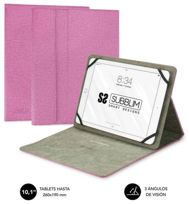 Subblim Clever Stand Case Funda para Tablet hasta 11 pulgadas Rosa