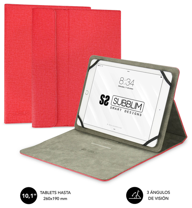 Subblim Clever Stand Tablet Case 10,1 pulg - Rojo