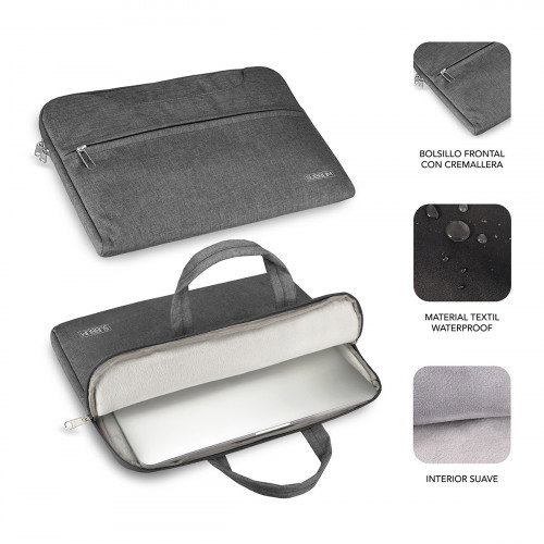 Subblim Maletín Business Laptop Sleeve 13,3-14 pulg Gris