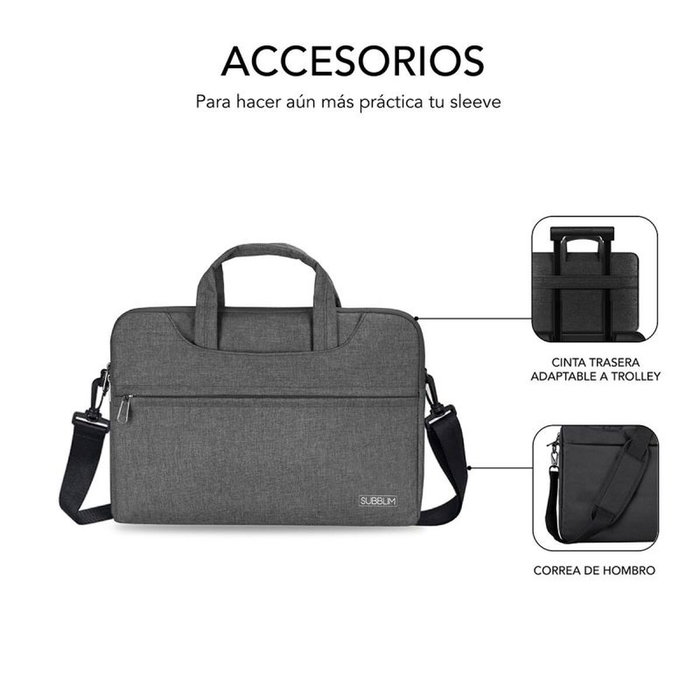 Subblim Maletín Business Laptop Sleeve 15,6 pulg Gris