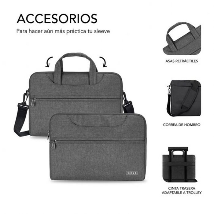 Subblim Maletín Business Laptop Sleeve 15,6 pulg Gris